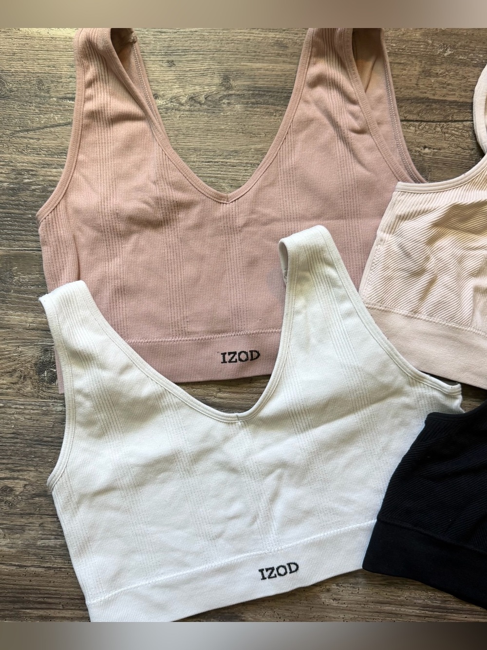 Lot of 4 Izod scoop & v-neck ribbed bralette sports bras women’s 3x 4 colors - Picture 2 of 12